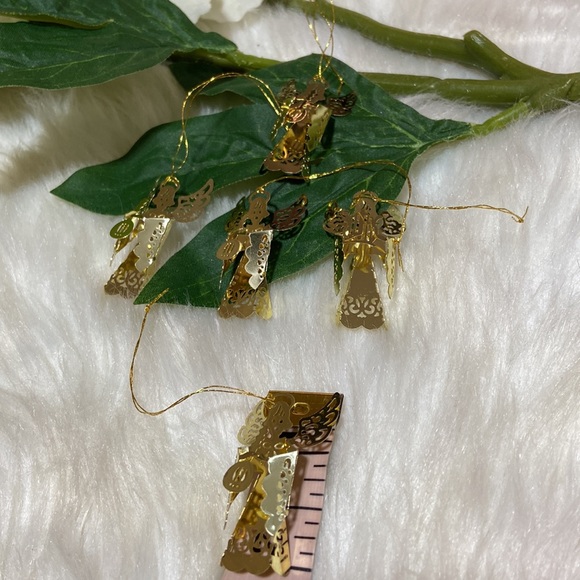 Vintage Gold Tone Filigree Angel Feather tree Christmas Ornaments 5 Pc Set - Picture 11 of 14